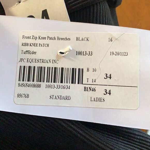 NEW WITH TAGS WOMEN’S TUFFRIDER FRONT ZIP KNEE PATCH BREECHES SIZE 34 - Picture 7 of 7